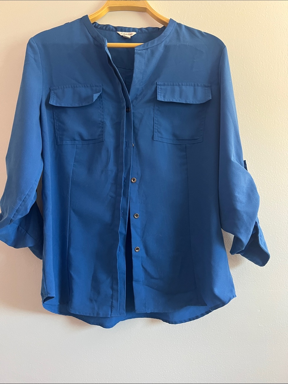 Calvin Klein Royal Blue Button-Front Utility Shirt